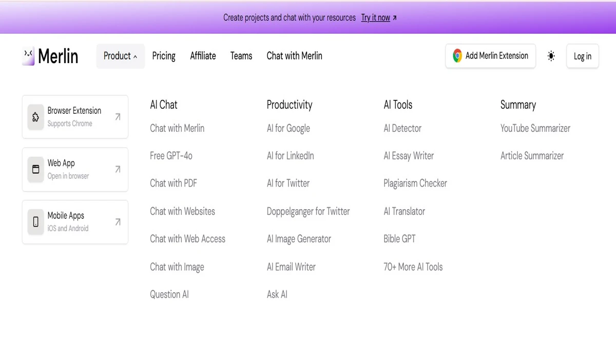 Product list of merlin ai