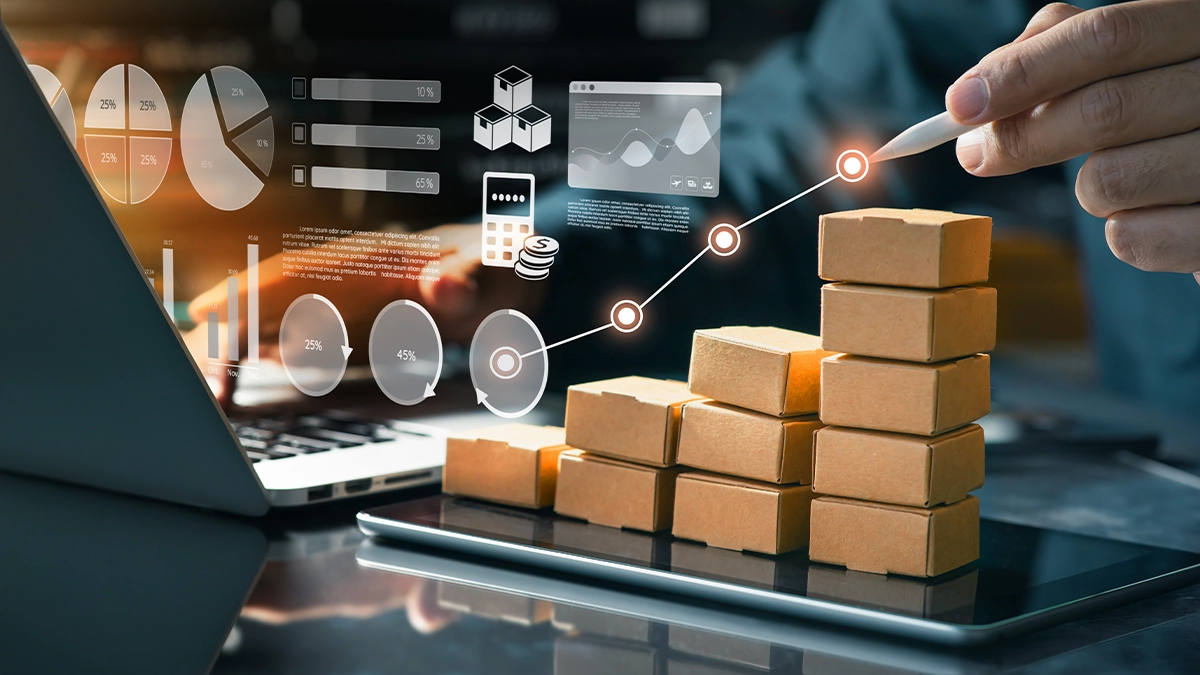 Stacked boxes data visuals on soul ai logistics