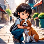 anime wallpaper girl hugging cute dog