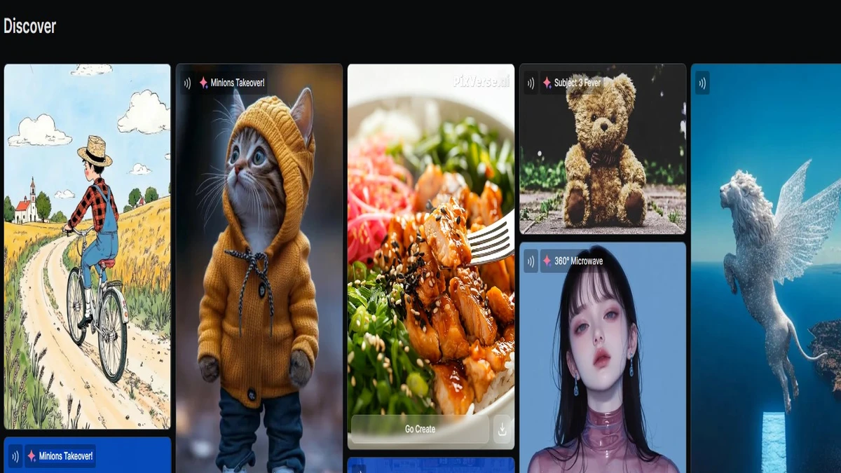 discover page on homepage on pixverse ai