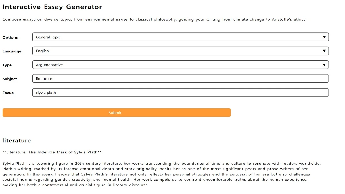 essay generator example page on doctrina ai