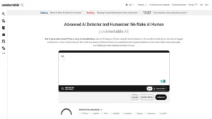 homeoage interface layout of undetectable ai