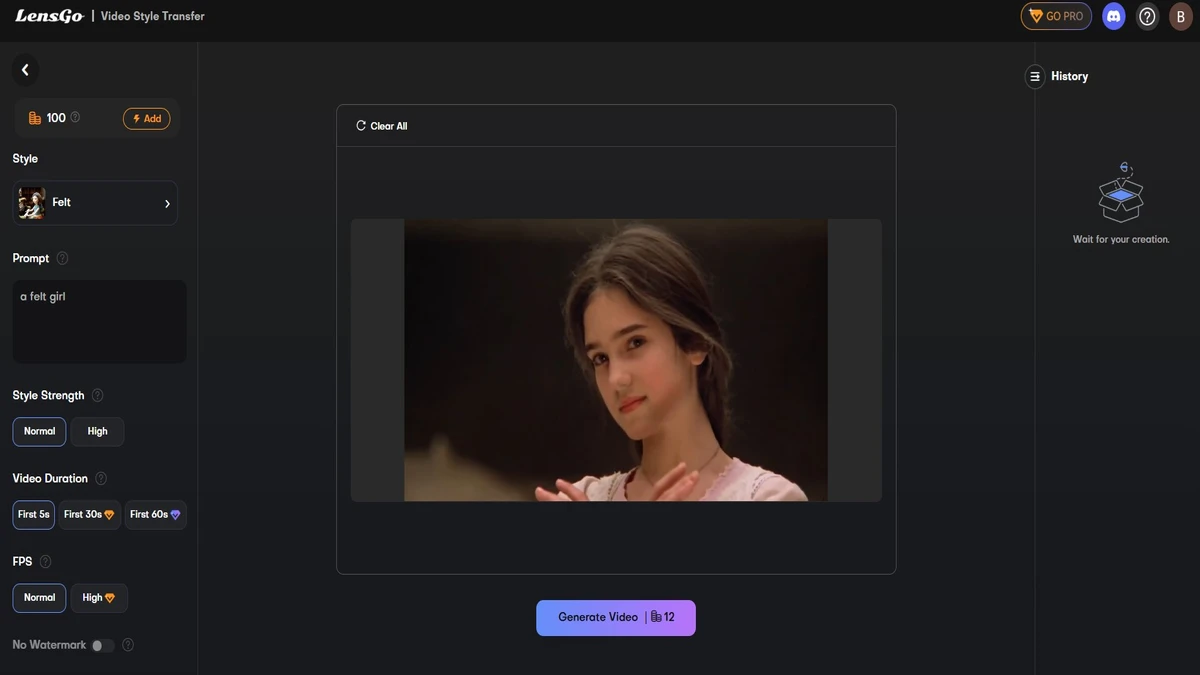 lensgo ai interface for video style transfer