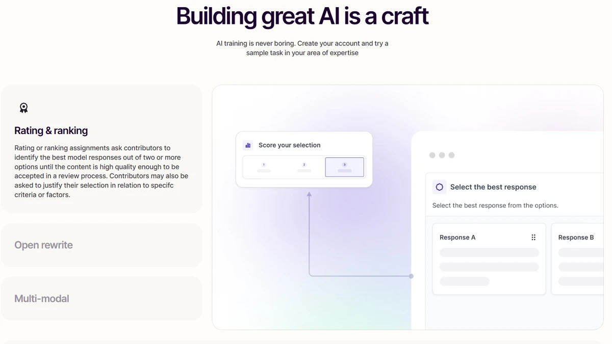 outlier ai showing sample training task