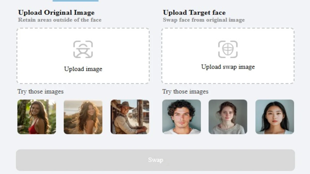 process of face swapping feature on remaker ai