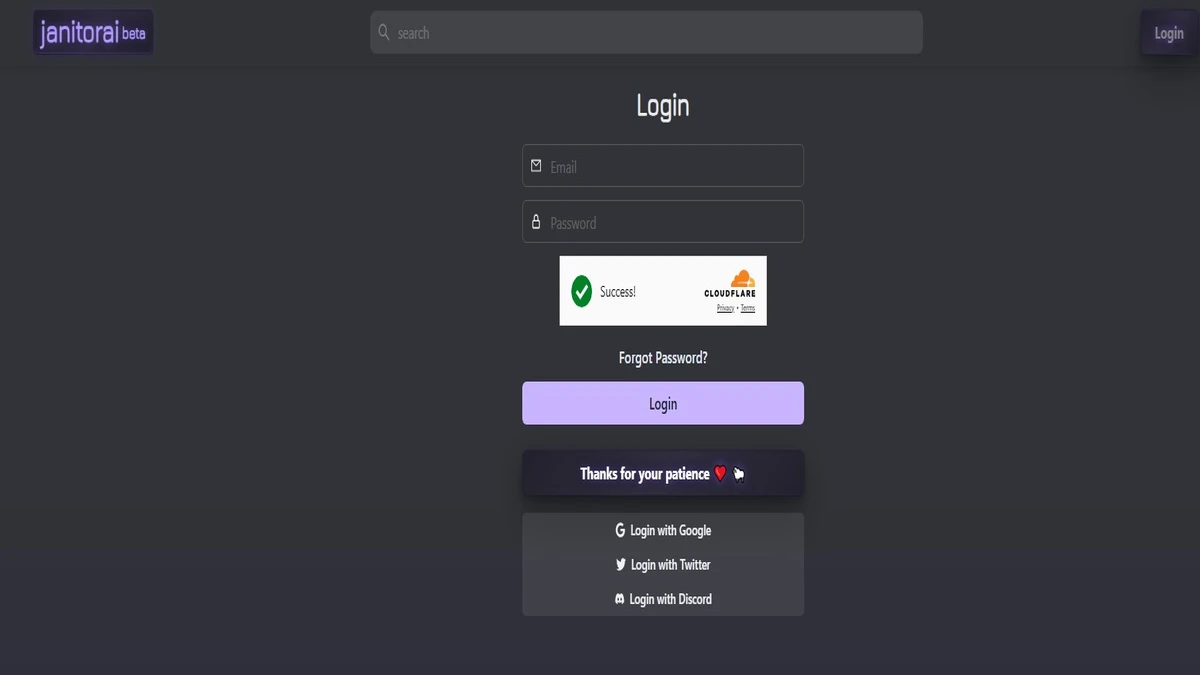 signup or log in page for account on janitor ai