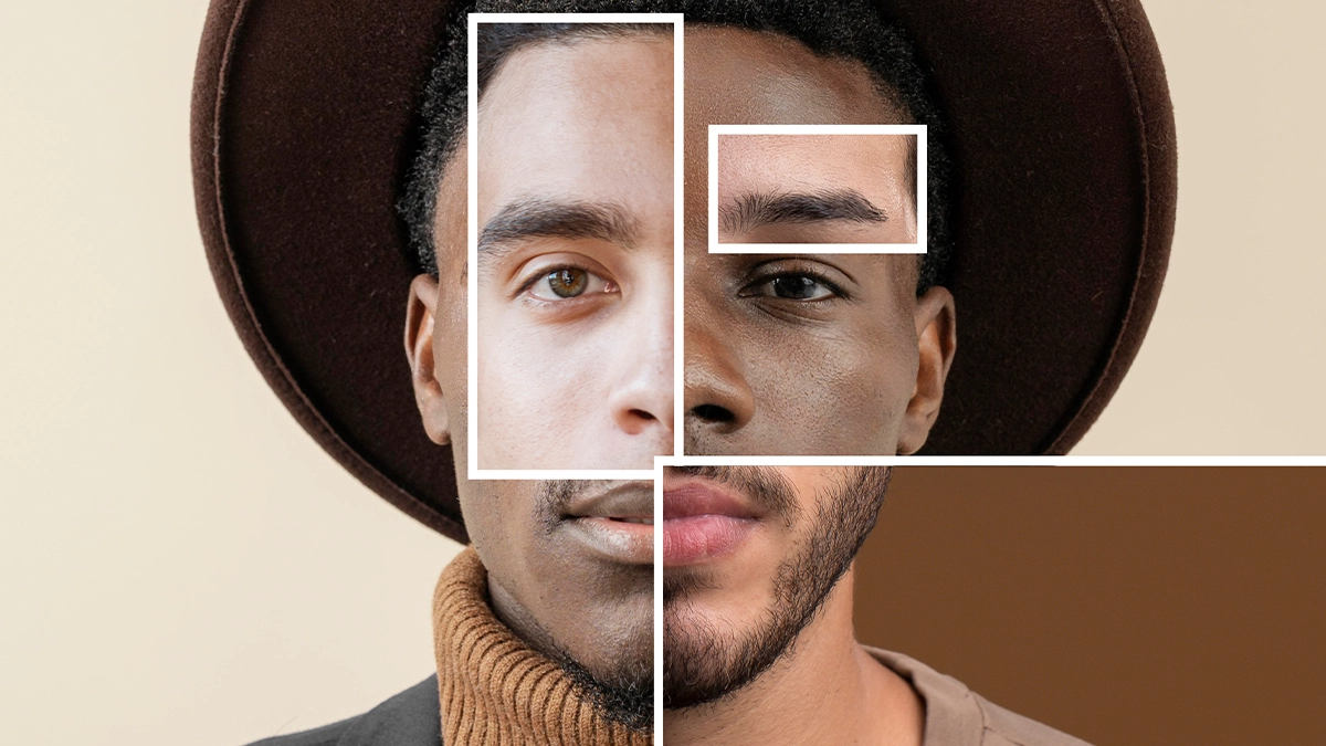 Composite shows looksmax ai face analysis