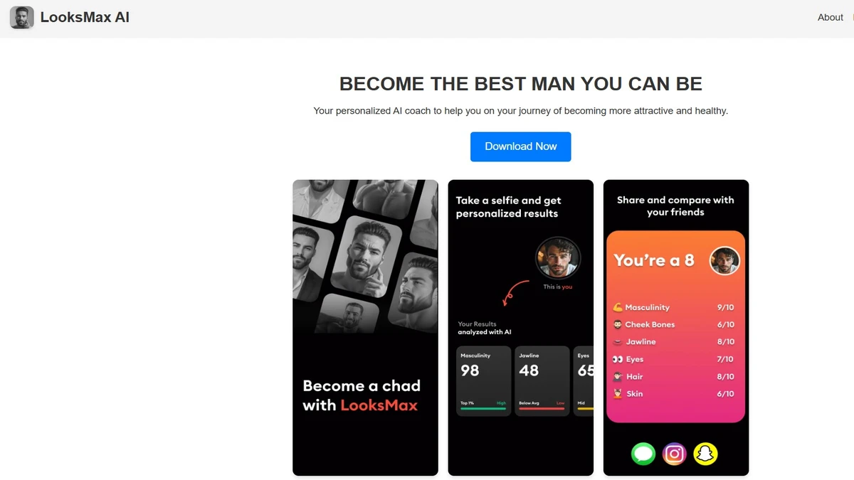 Download page of looksmax ai