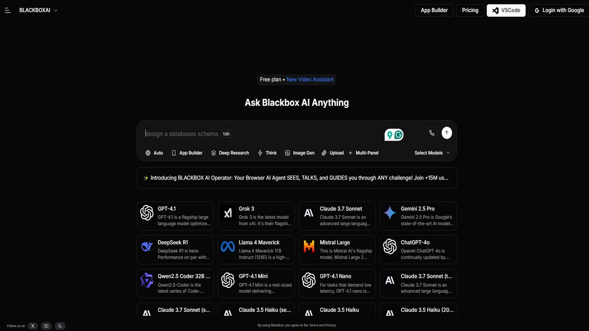 Homepage of blackbox.ai website