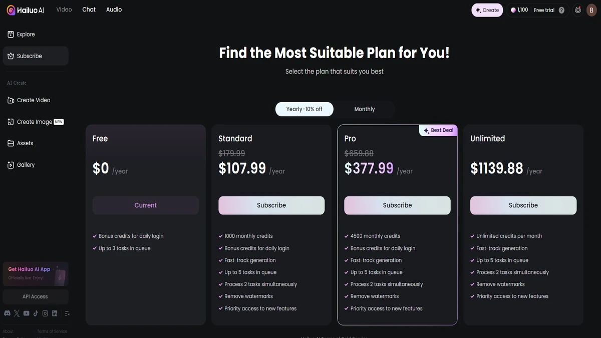 Planning page of hailuo minimax ai