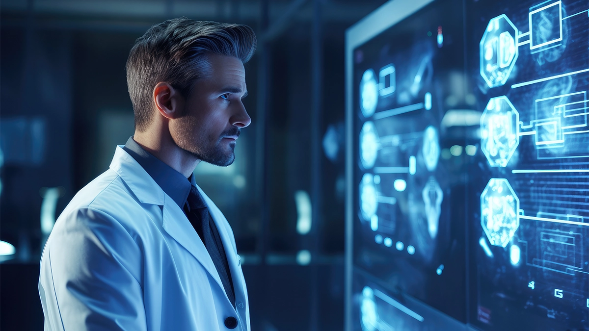 Scientist reviews wheonx data screen