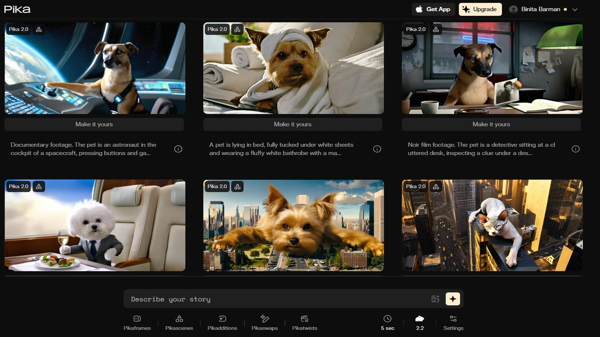 Videos generated by pika ai