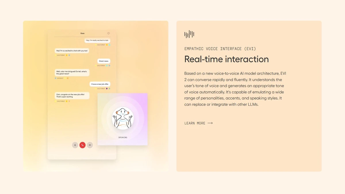 hume ai interface of real-time interaction