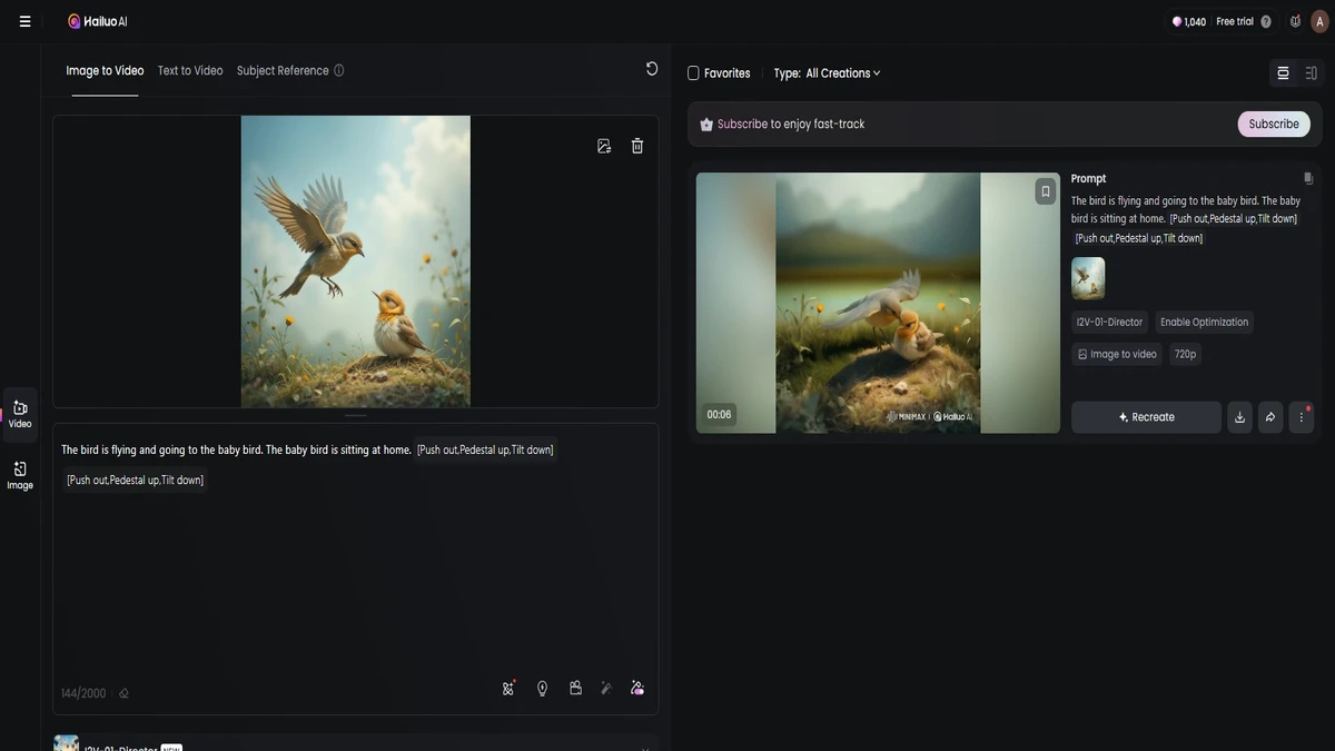 image to video generation tool on hailuo ai