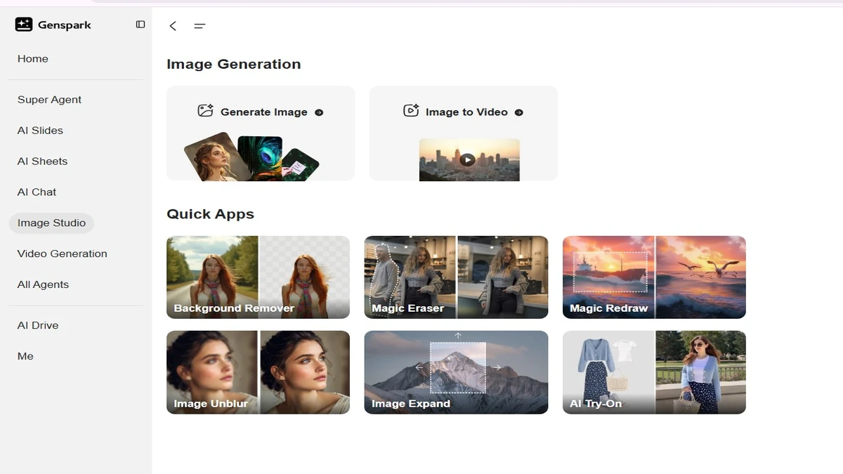 imageand video generation on genspark ai