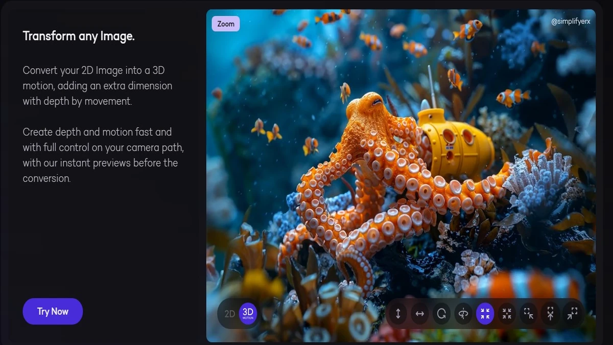 immersity ai feature of 2D to 3D motion converter