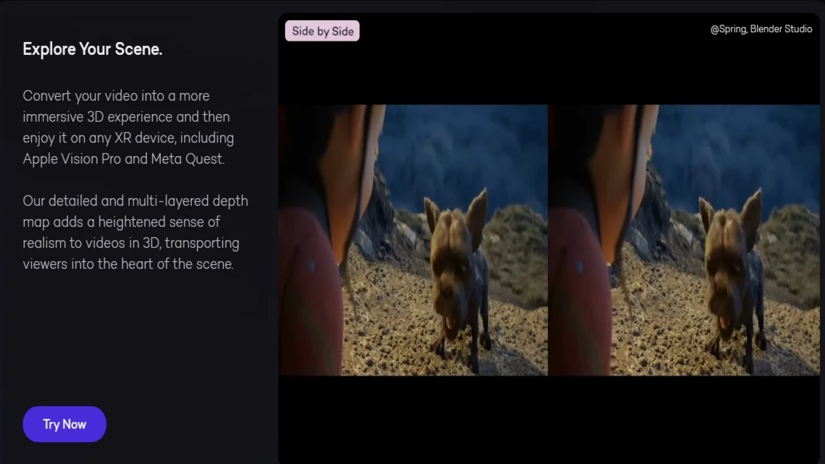 immersity ai feature of 2D to 3d video converter