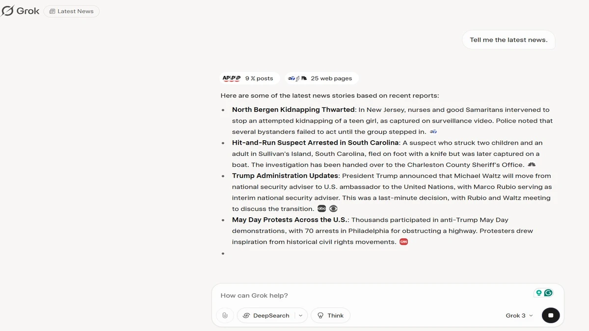 latest news by grok 3