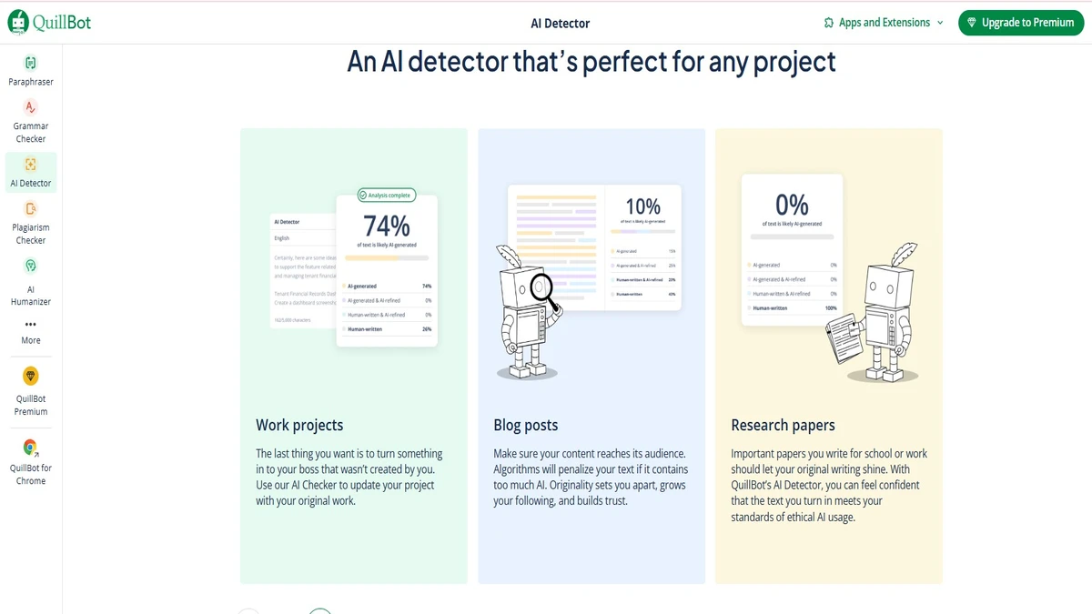 quillbot ai detector for any project