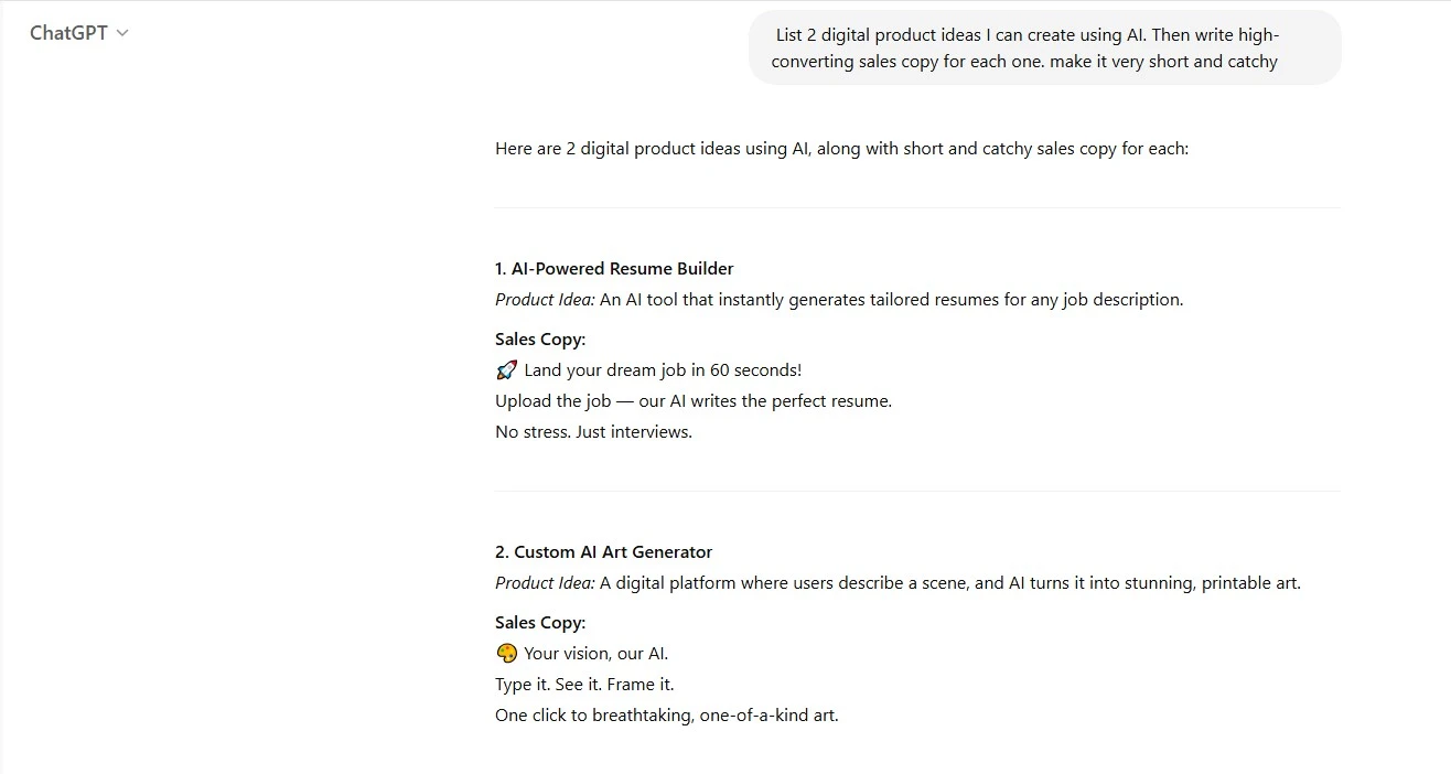 selling digital products with chatgpt prompts