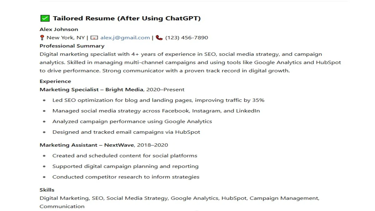 step by step guide on how to use chatgpt to tailor resume to job description