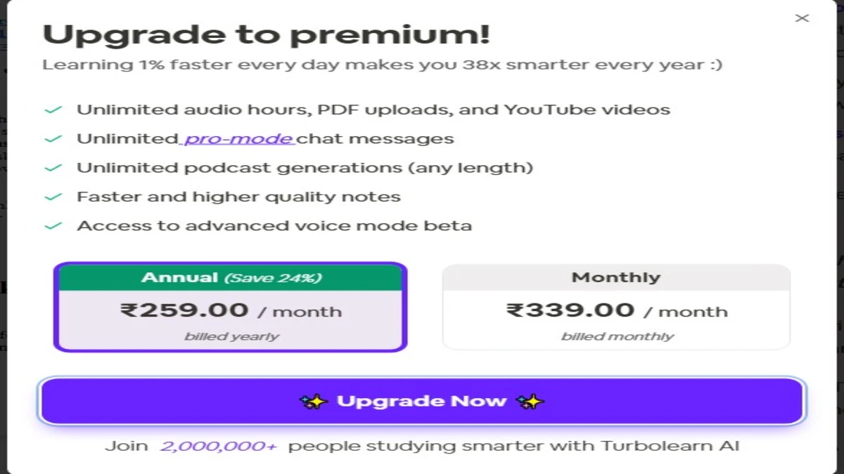 turbolearn ai plans and pricing with additional features