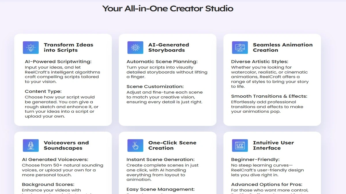 various features and tools on reelcraft ai