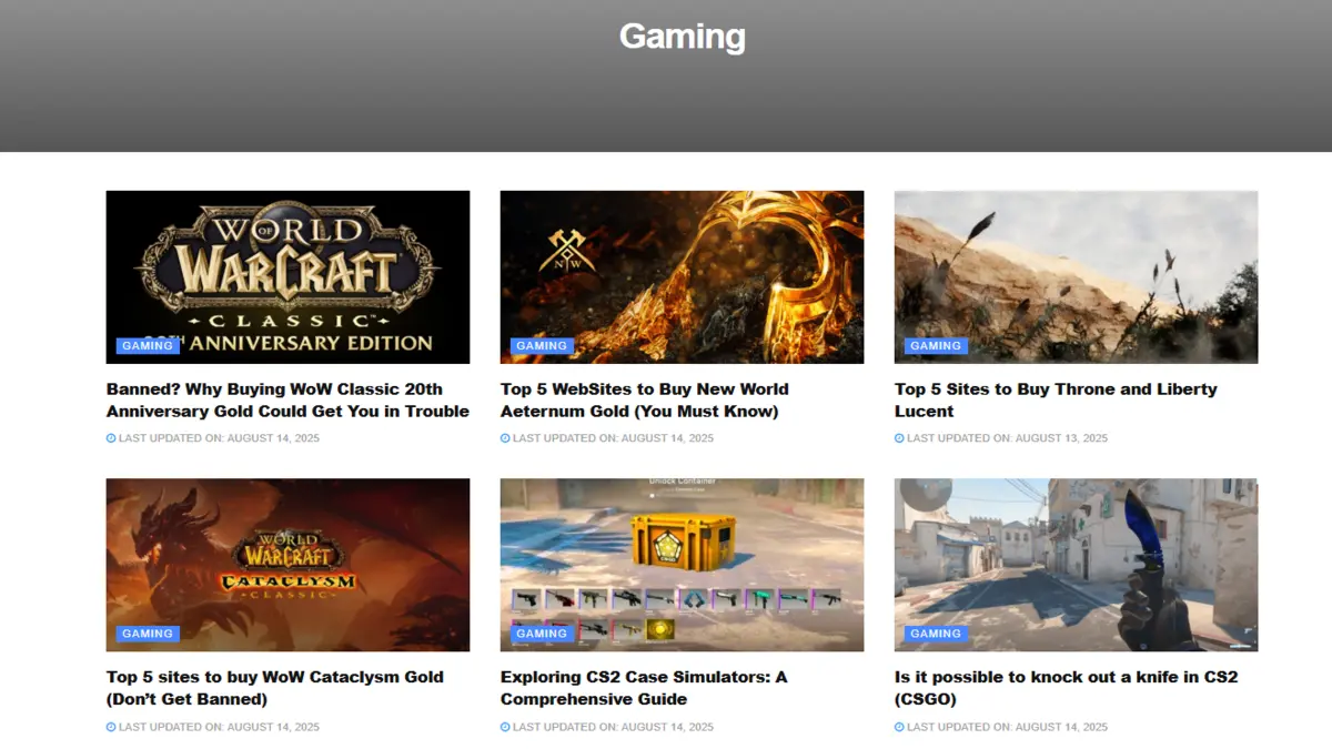gaming article section on Twitgoo