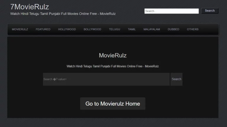 Homepage of 7movierulz proxy