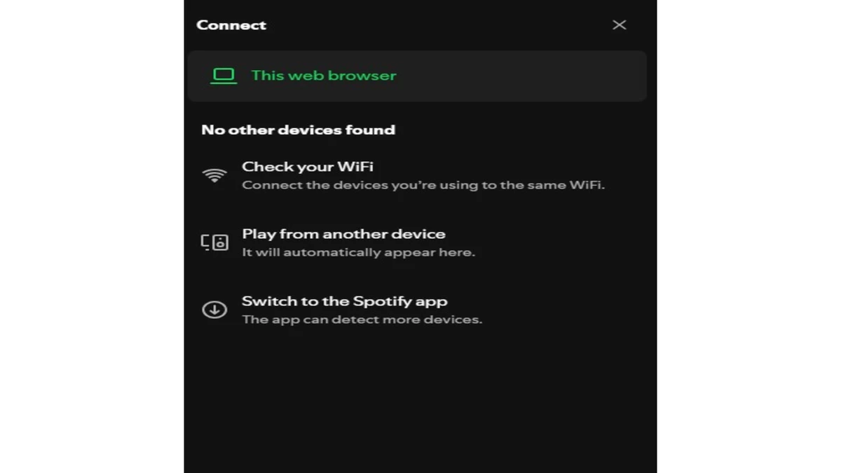 Spotify Connect on Spotify web player