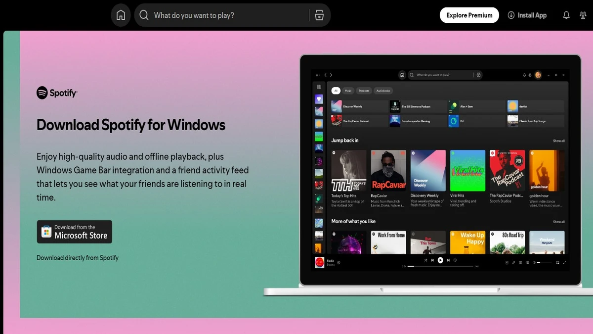 installing spotify web player app on desktop