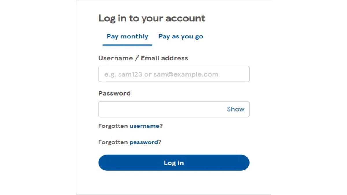 login page portal for tesco mobile