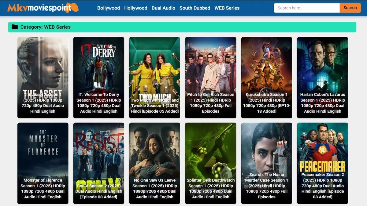 mkvmoviespoint various collection of shows and movies