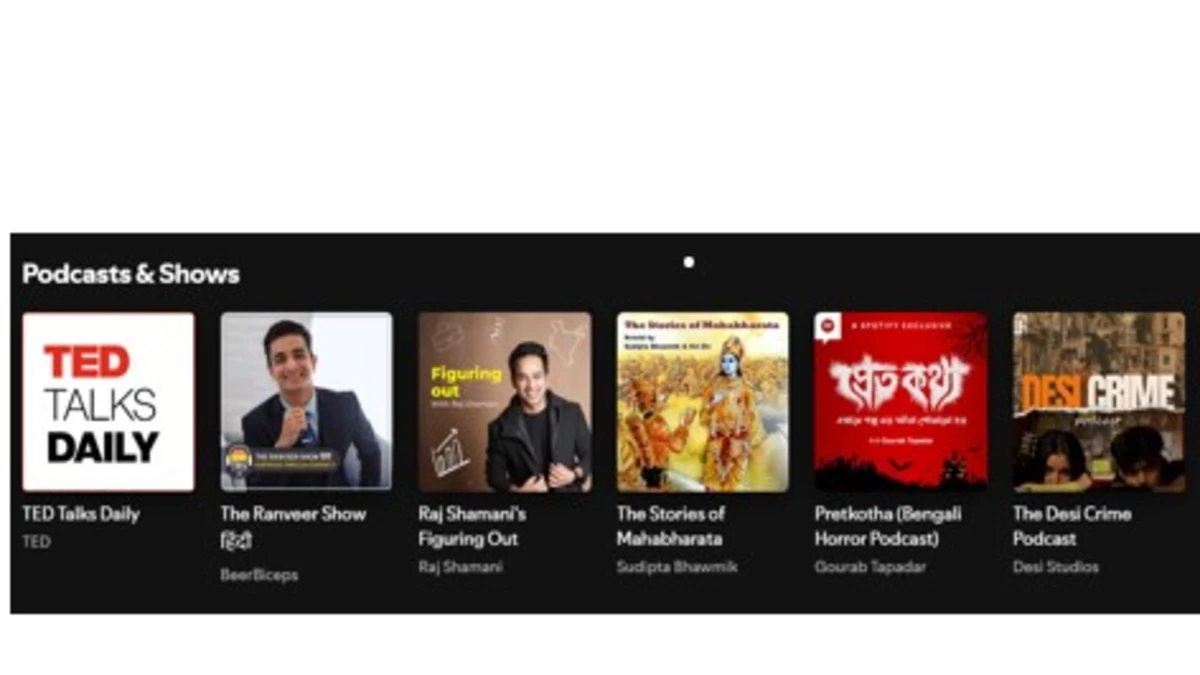 podcasts and shows on Spotify web player