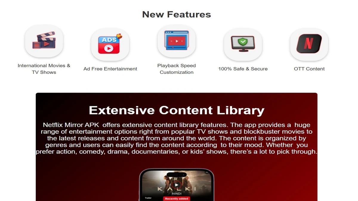 Features of netmirror apk