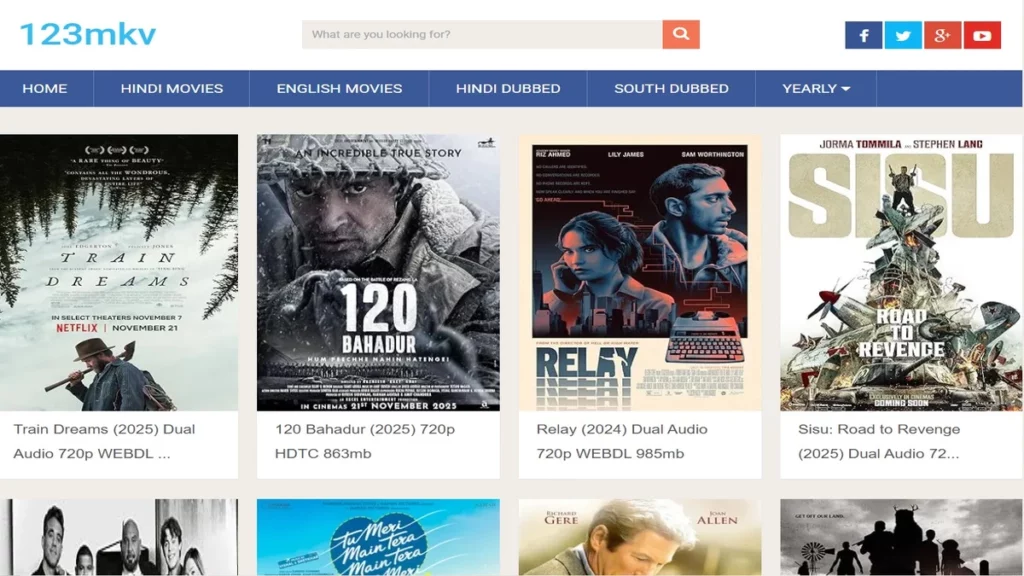 Homepage of 123 mkv