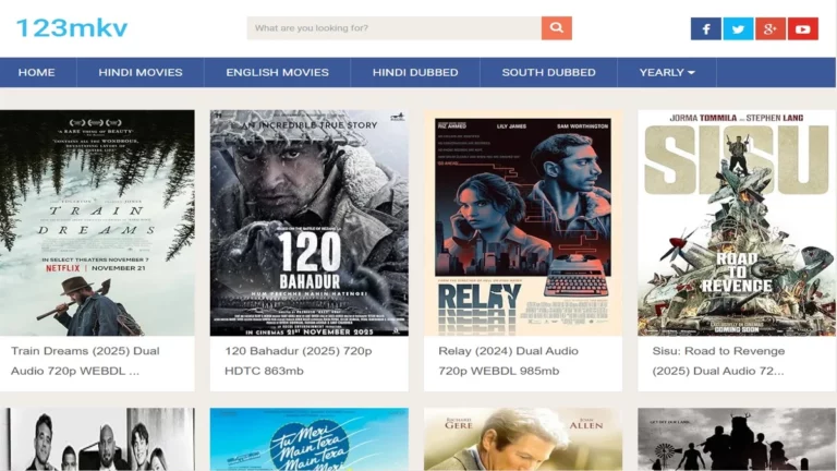 Homepage of 123 mkv
