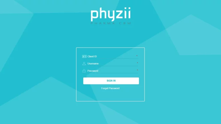 Homepage of phyzii crm login