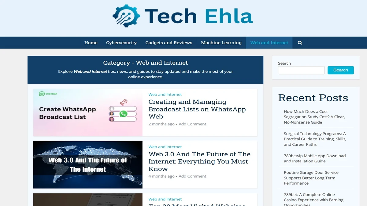 Web category of tech ehla com