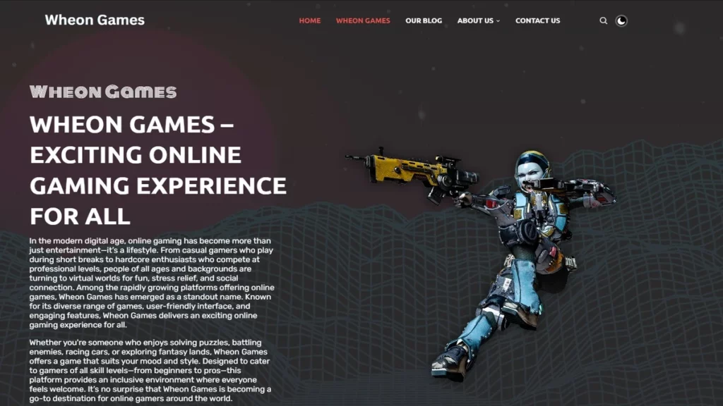wheon games features desktop homepage